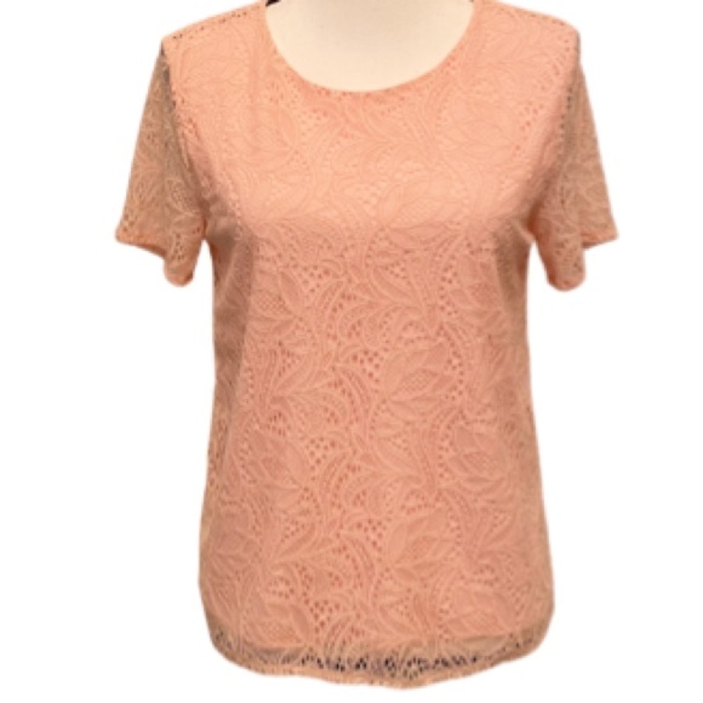 LIZ CLAIBORNE Top Lace Cutouts Sheer Lined Sz PM